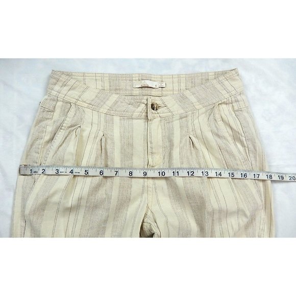 Prana Women Pants Sz 4 Mid Rise Striped Pleated Pockets Cinch Bottom Casual - Picture 10 of 14